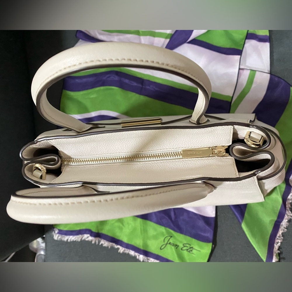 Kate Spade ♠️ Lucia Medium Crossbody Leather Satchel in Parchment (White) - Picture 10 of 17